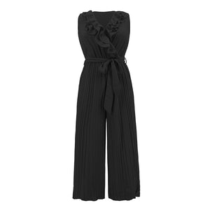 Elegant Wide Leg V Neck Sleeveless Jumpsuit