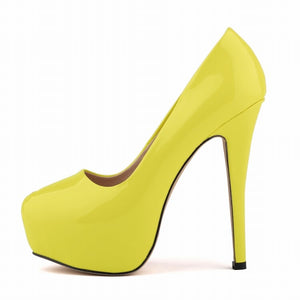 Round Toe High Heel Platform Pumps