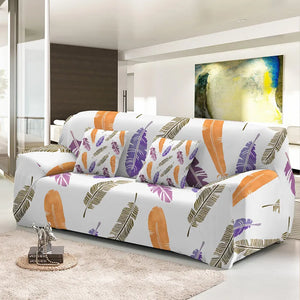 Elastic Feather Print Sofa Cover Couch Cover