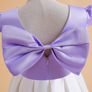 Elegant Girls Cute Bow Detail Formal Birthday Party Dress