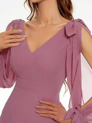 Evening V-Neck Full Sleeves Floor-Length Gown - http://chicboutique.com.au