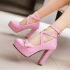 Square Heels Platform Mary Jane Elegant High Heel Pumps