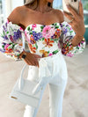 Off The Shoulder Floral Print Blouse