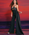 Black Draped Sexy Slim Formal Jumpsuit