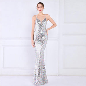 Spaghetti Strap Sequin Evening Dress - http://chicboutique.com.au