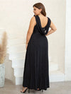 Elegant V Neck Sleeveless Draped Long Dress