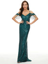 Sequin Maxi Tassel Sleeves Evening Dress