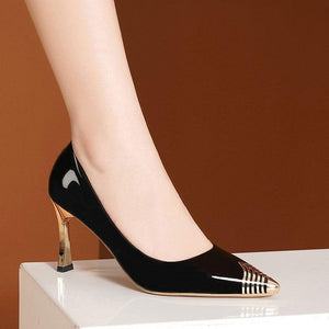 Spiral Pointed Toe Pattern Thin Heel Pumps - http://chicboutique.com.au