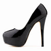 Round Toe Patent Leather Platform Pumps