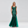 Elegant V-neck Sequin Evening Dress - http://chicboutique.com.au