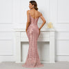 Sequin Sleeveless V-neck Maxi Evening Dress