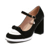 Round Toe Vintage Square Heel Mary Janes