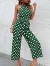 Halter Neck Wide Leg Polka Dot Jumpsuit