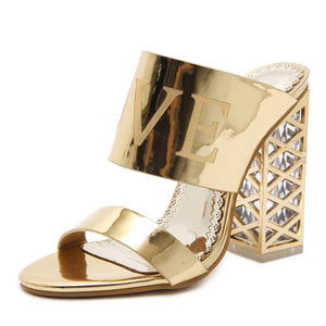 Summer Thick Crystal Heel Sandals - http://chicboutique.com.au