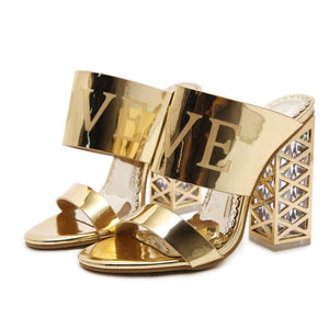 Summer Thick Crystal Heel Sandals - http://chicboutique.com.au