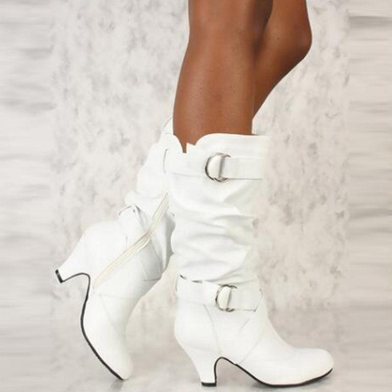 Mid Calf Buckle detail Small and Large Size Boots - http://chicboutique.com.au