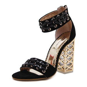 Crystal Heel With Zip High Heel Sandal - http://chicboutique.com.au