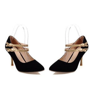 Pointed Toe Ankle Strap High Heel Pumps - http://chicboutique.com.au