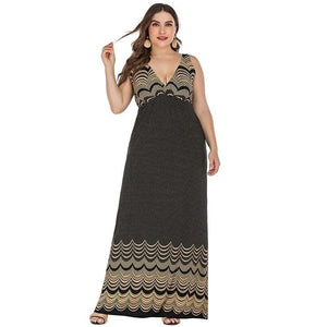 Plus Size V Neck Sleeveless Maxi Dress - http://chicboutique.com.au