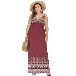 Plus Size V Neck Sleeveless Maxi Dress - http://chicboutique.com.au