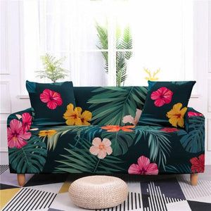 Tropic Flower Leaves Slipcover Elastic Couch Cover  1/2/3/4 Seater - http://chicboutique.com.au