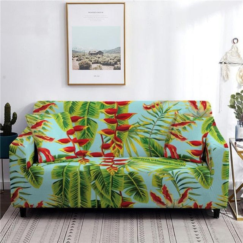 Tropic Flower Leaves Slipcover Elastic Couch Cover  1/2/3/4 Seater - http://chicboutique.com.au