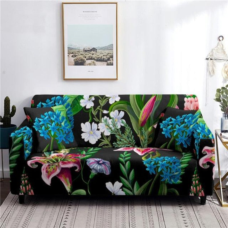 Tropic Flower Leaves Slipcover Elastic Couch Cover  1/2/3/4 Seater - http://chicboutique.com.au