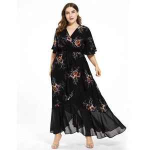 Plus Size Short Sleeve Floral Print Dress - http://chicboutique.com.au