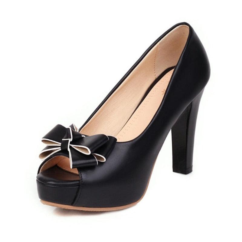 Thick Heel Peep Toe High Heel Pumps - http://chicboutique.com.au