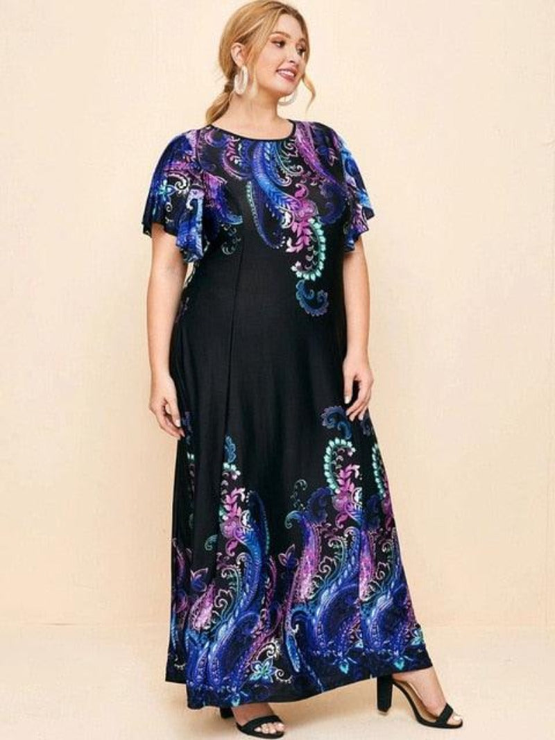 Plus Size Printed Long Dress - http://chicboutique.com.au