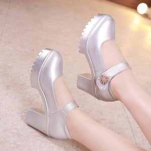 Platform Silver, White, Black and Red High Heels Pumps - http://chicboutique.com.au