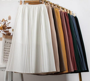 Elegant High Waist Midi Pleated Skirt - http://chicboutique.com.au