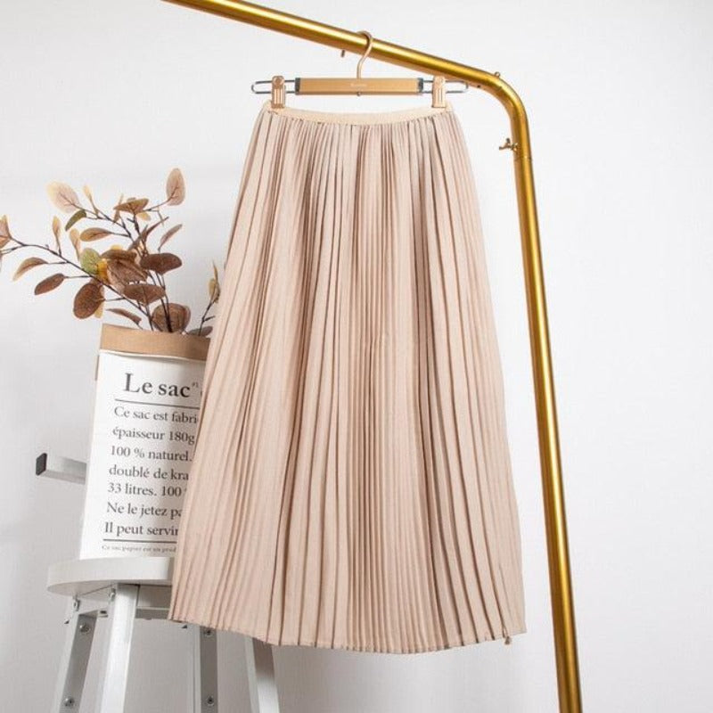 Elegant High Waist Midi Pleated Skirt - http://chicboutique.com.au