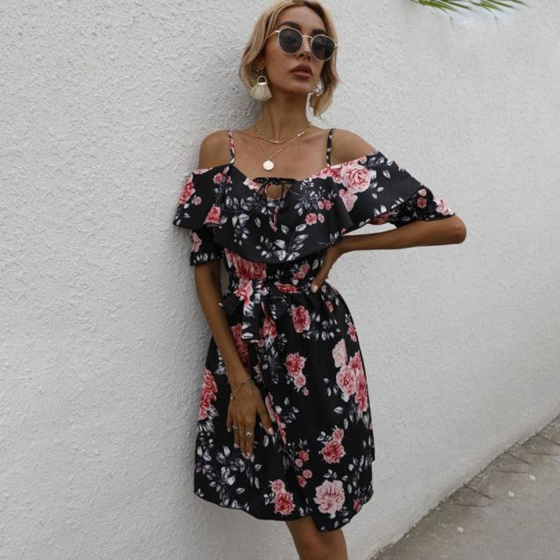 Spaghetti Strap Floral Print Mini Dress - http://chicboutique.com.au