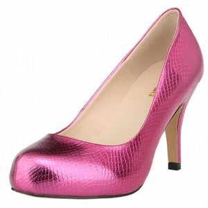 Crocodile Pattern Round Toe High Heels - http://chicboutique.com.au