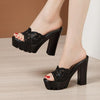 Block Heels Cutout Platform Sandals - http://chicboutique.com.au