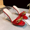 Chain Decoration Transparent Heel Sandals - http://chicboutique.com.au