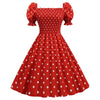 Polka Dot Elegant Puff Sleeve Elastic Waist Vintage Dress - http://chicboutique.com.au