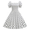 Polka Dot Elegant Puff Sleeve Elastic Waist Vintage Dress - http://chicboutique.com.au