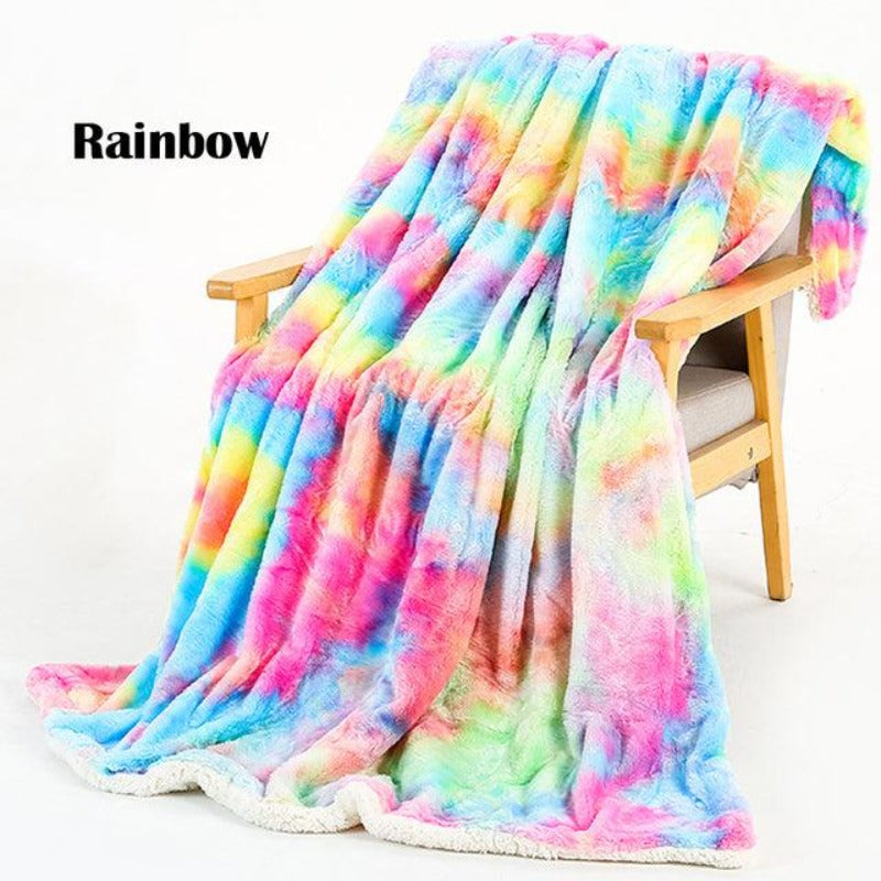 Rainbow Plush Super Soft Blanket - http://chicboutique.com.au
