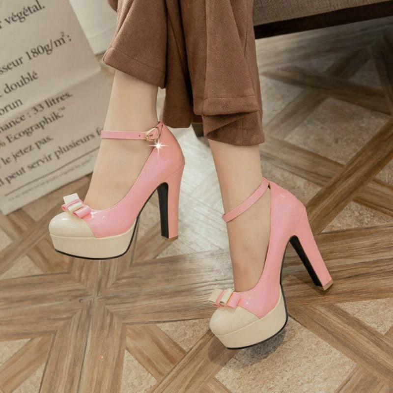Square High Heel Butterfly Knot Pumps - http://chicboutique.com.au