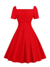 Lace-Up High Waist Vintage Rockabilly Black and Red Dress - http://chicboutique.com.au