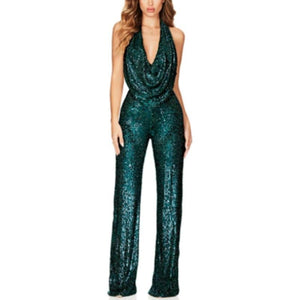 Sequinned Swing Collar Sleeveless Jumpsuit - http://chicboutique.com.au