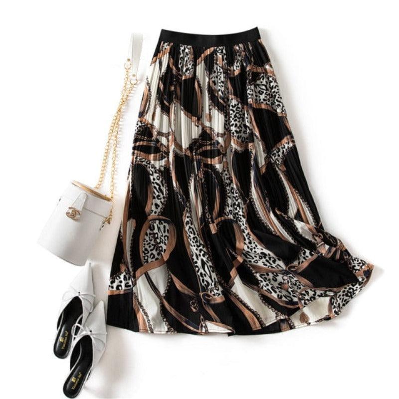 Pleated Floral Print Swing Skirt - http://chicboutique.com.au