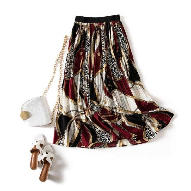 Pleated Floral Print Swing Skirt - http://chicboutique.com.au