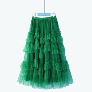 Tulle Mesh Elastic Waist A-Line Skirt - http://chicboutique.com.au