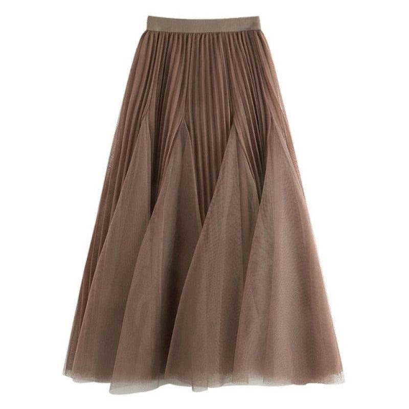 Mesh Pleated High Waist A-Line Skirt - http://chicboutique.com.au