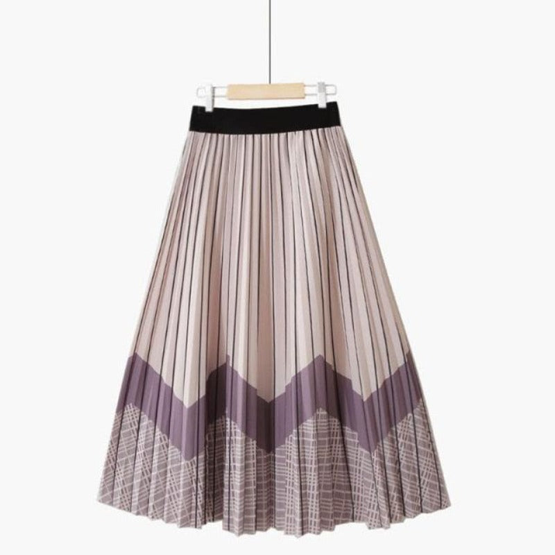 Pleated Striped Print Elegant High Waist A Line Skirt - http://chicboutique.com.au