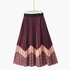 Pleated Striped Print Elegant High Waist A Line Skirt - http://chicboutique.com.au