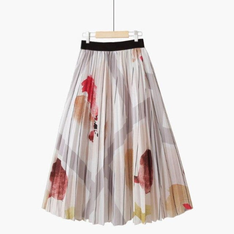 Pleated Striped Print Elegant High Waist A Line Skirt - http://chicboutique.com.au